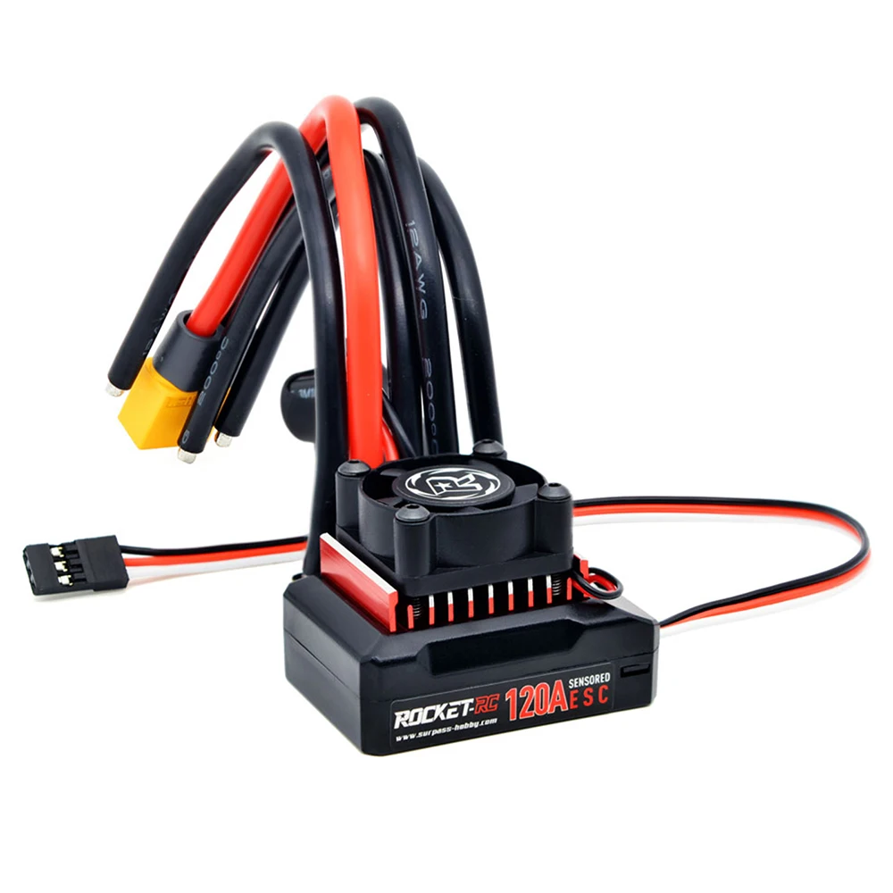 Connecteurs et câbles de l'ESC Brushless Sensoriel Rocket-RC 120A pour voiture RC 1/10