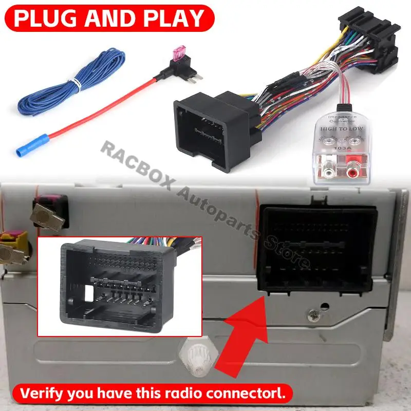 Add A Subwoofer Amplifier Adapter to Factory Radio w/Amp Turn on Wire for Chevy for GMC Buick Replace Plug & Play Harness