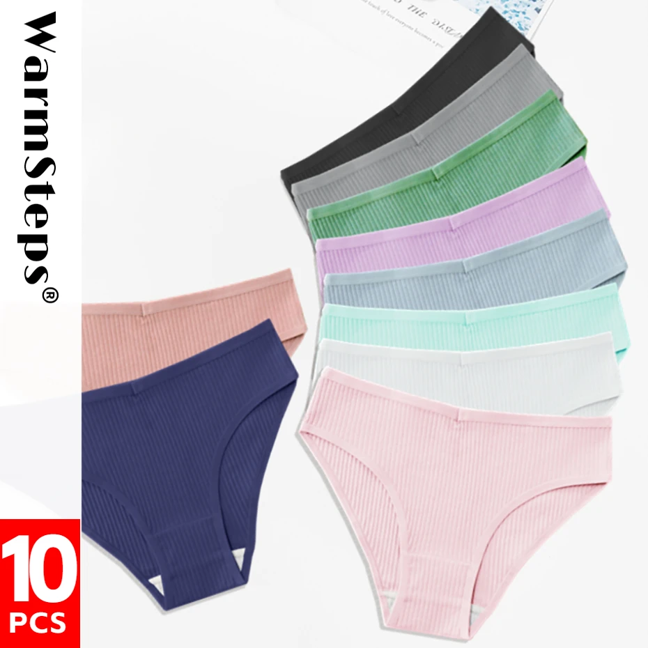 WarmSteps 10Pcs/Set Briefs Woman Underwear Cotton Women's Panties Kit with 10  Panties M-XXL Plus Size Panties Female Underpants - AliExpress