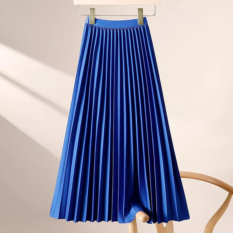 TIGENA Basic Midi Long Pleated Skirt for Women 2023 Spring Summer