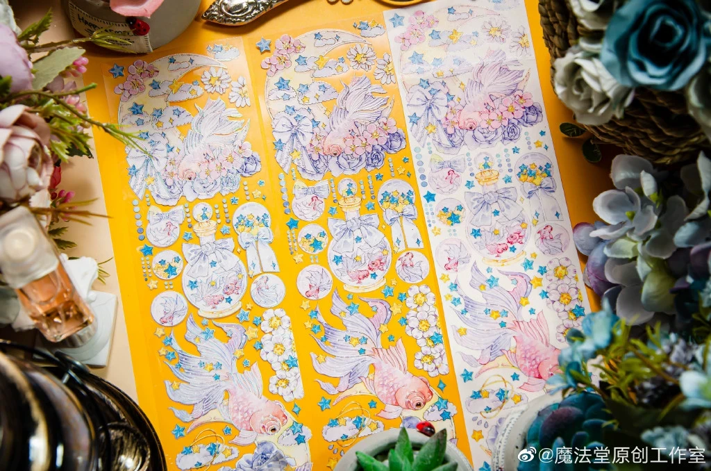 

Fish Girl Moon Silver Shiny PET Tape Washi Sticker