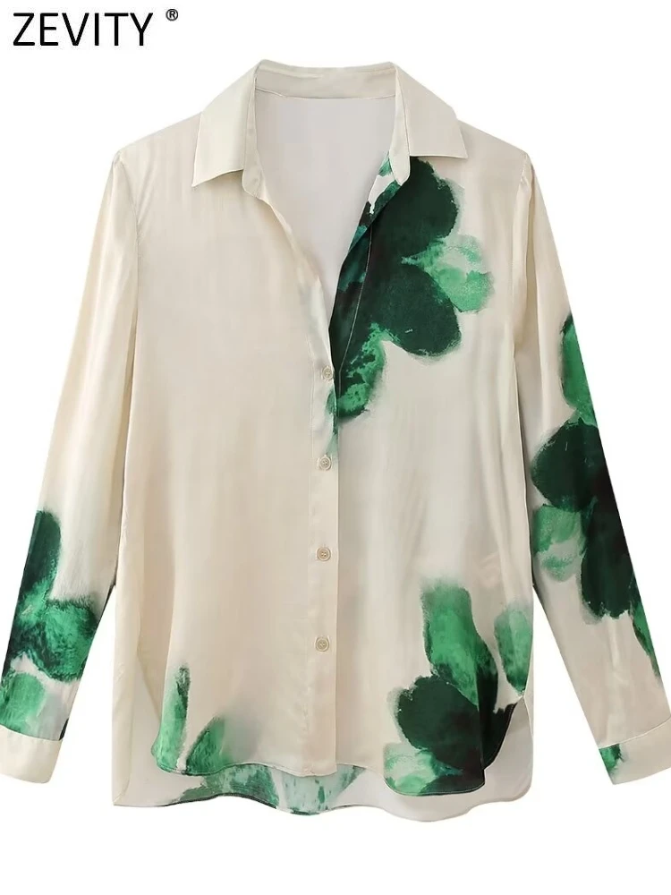 Zevity Neue 2024 Frauen Mode Langarm Blume Drucken Kittel Bluse Weibliche Chic Business Lose Shirts Blusas Tops LS6173
