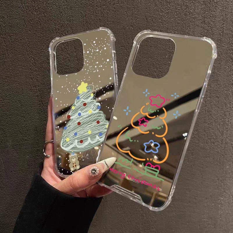 Festive Christmas Tree Star Mirror Acrylic Phone Case Cover