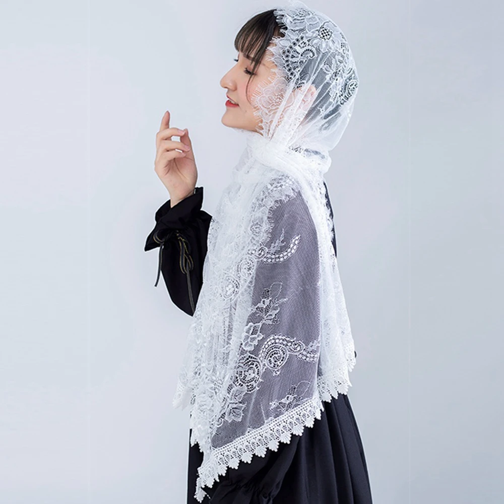 

Женская Вуаль Infinity Mantilla, традиционный католический белый кружевной закрывающий головной платок