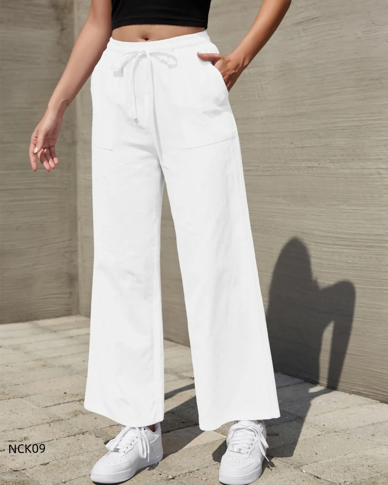 Women’s casual versatile spring and autumn pants comfortable everyday trousers white