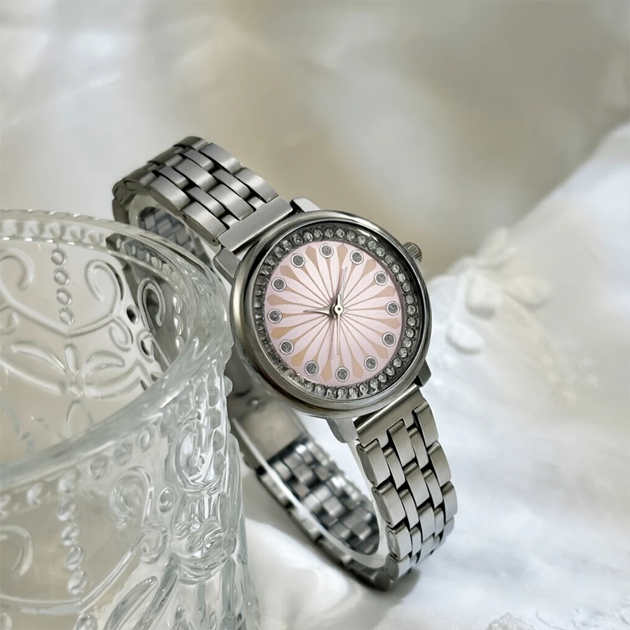 Elegant Silver Women's Watch with Luxury Diamond Dial and Stainless Steel Strap