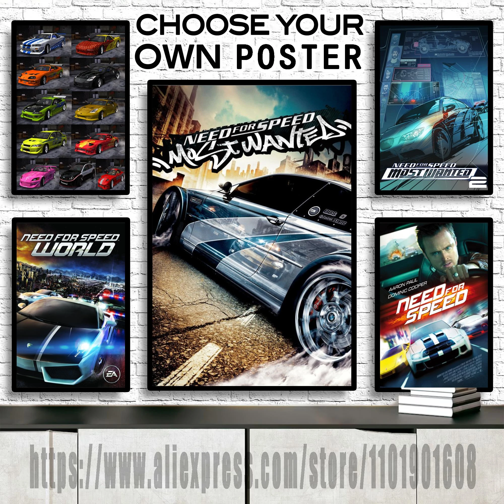 Classic Need for Speed Most Wanted Action Video Game Canvas Art Wall