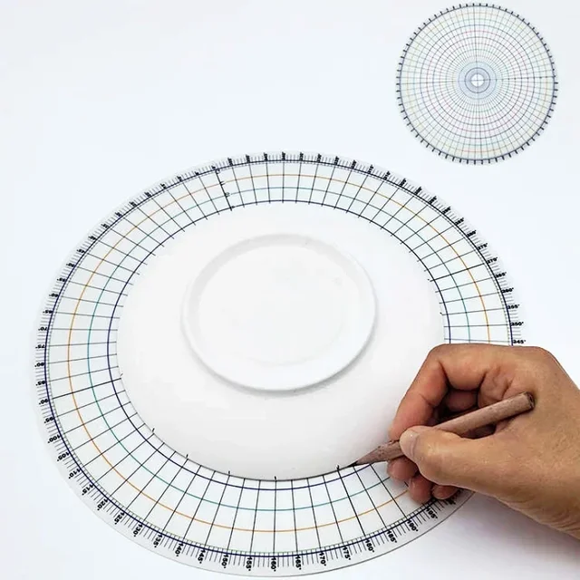 Diviseur rond de poterie de 26cm, pièces égaux circulaires, règle de séparation de carte, bricolage, sous glaçure en céramique peinte, tampon auxiliaire, outil de peinture 2
