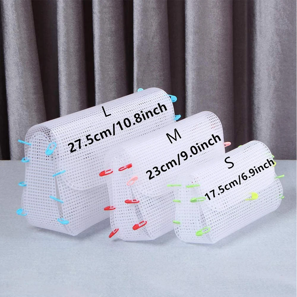 Craft Supplies Plastic Weaving Mesh 1pcs Plastic Mesh Cloth DIY Handcraft Bags Weaving Material Latch Hook Bags with 20pcs Stitch Markers For Bag Making