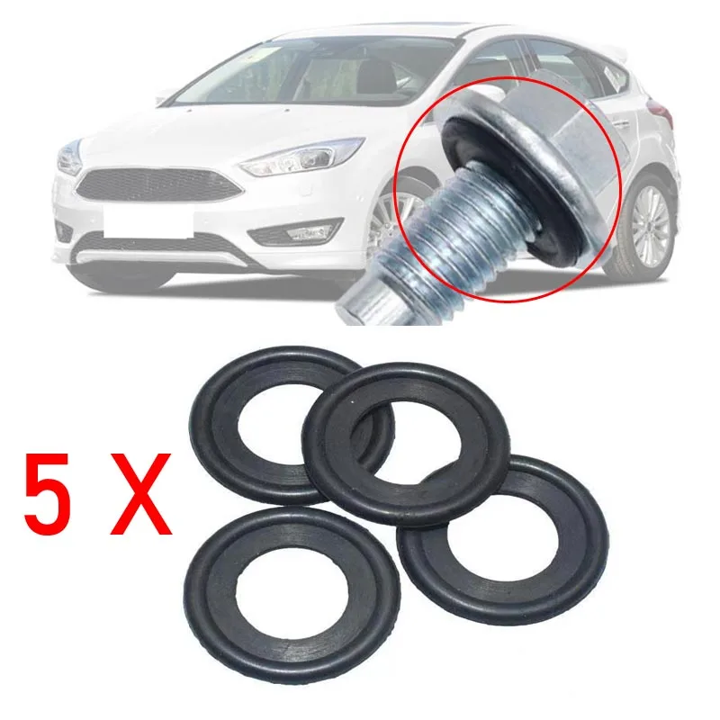 5 X Rubber Oil Drain Plug Gaskets Washer for Ford focus 2013 2014 2015