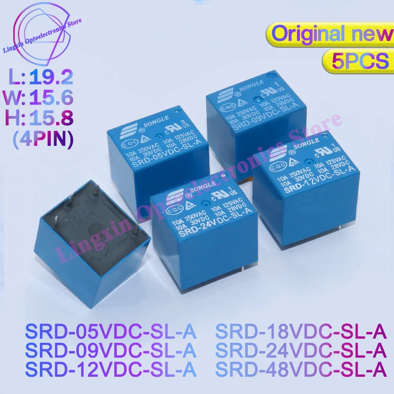 

5Pcs/lot Power relay SRD 5v 12v 9v 18v 24v 48v DC -A 10A Relays 4Pin 1 Form A SRD-12VDC-SL-A SRD-24VDC-SL-A T73 100%Original New