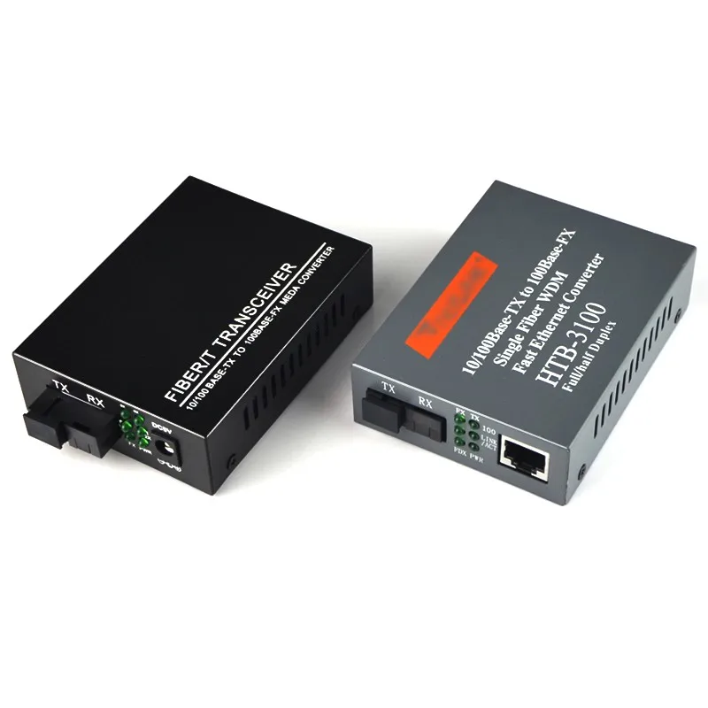 Netlink SC 1 Fiber Port + 4 RJ45 Port 10/100M Singlemode Singfiber Media Converter Fiber Transceiver 20KM 1Pair