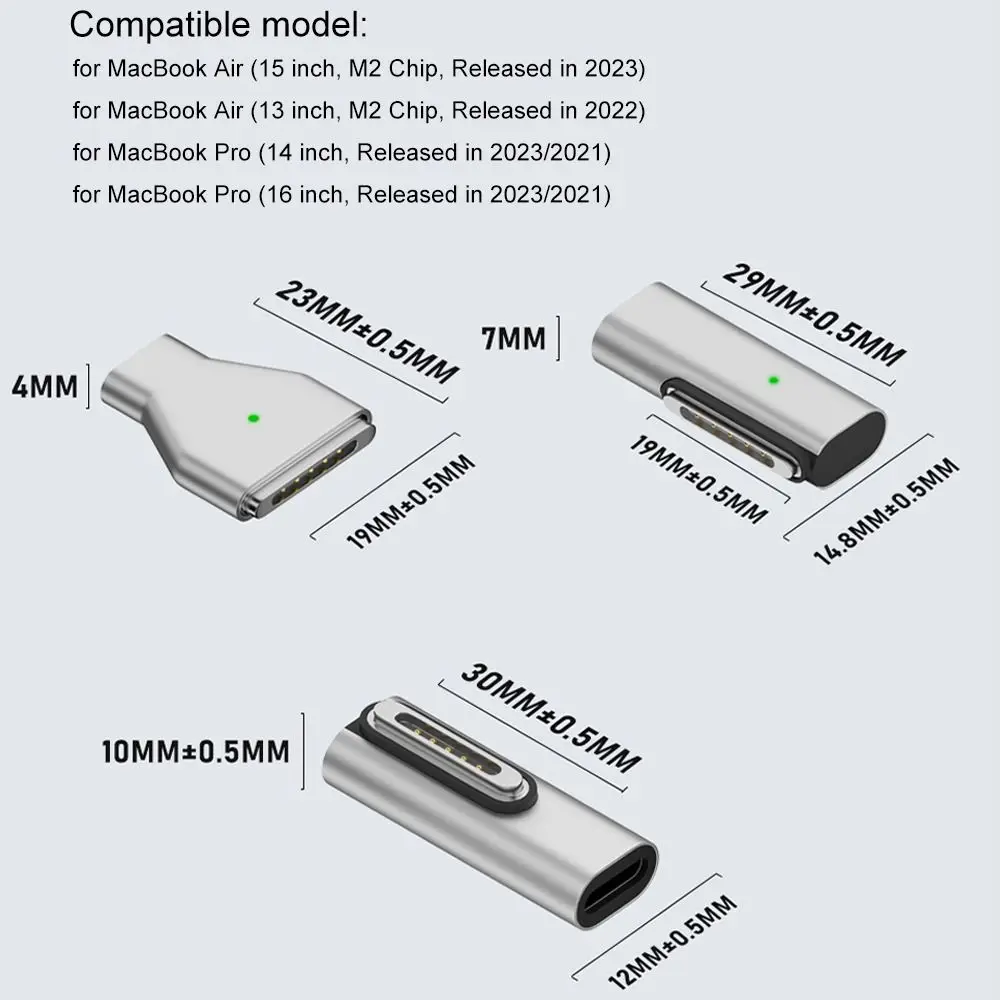 C타입 암-맥세이프 3 컨버터 커넥터 표시등, USB-C 마그네틱 어댑터, 노트북 아연 합금, 맥북 에어 및 프로용, 140W