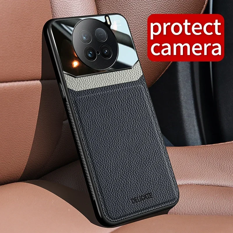 Luxurious Leather Phone Case with Camera Protection and Shockproof Cover