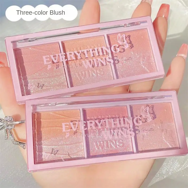 3 Colori Perlescenti Blush Gradient Eyeshadow Highlight Contour Makeup Palette Shimmer Rouge Cheek Tint Natural Blusher Cosmetics