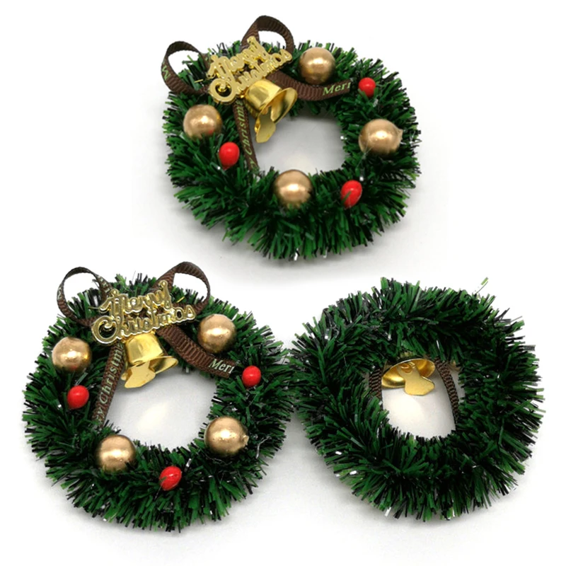 Miniature Christmas Wreath Mini Hanging Xmas Wreath Dollhouse Christmas Tree Decoration Garland Wall Decoration Accessories