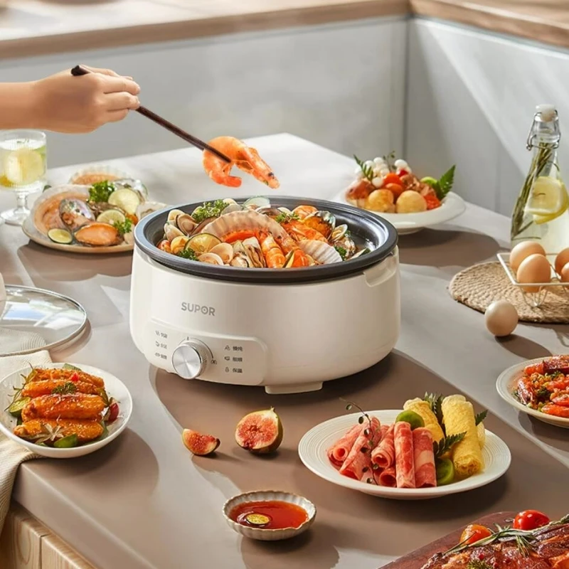 SUPOR 220V Multifunctional Split Electric Hotpot Household 4L Electric Cooker 1500W Small Electric Wok Frying Pan 4