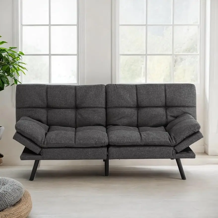 

Диван-кровать Futon, тканевый диван с пенным наполнителем с эффектом памяти, складной диван-трансформер для влюбленных, кушетка для гостиной, темно-серого цвета