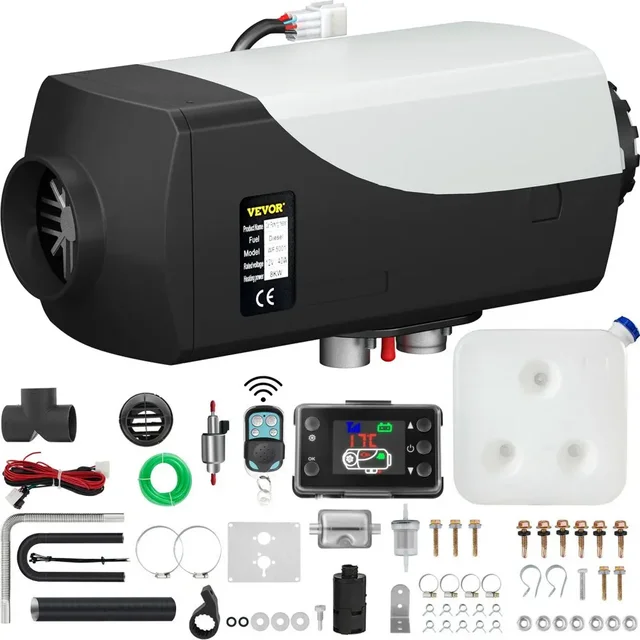 VEVOR 8KW Car Heater Diesel Air Heater 12V With Silencer LCD Switch Remote Control Truck Boat Bus RV Trailer Air Parking Heater 1