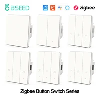 BSEED Zigbee Button Switch 1/2/3Gang 2Way Wall Light Switch Automatic Rebound Smart Curtain Shutter Switch Neutral Required