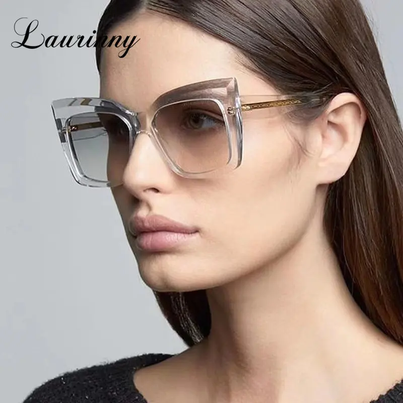 LAURINNY Fashion Vintage Cat Eye Sunglasses Woman Luxury