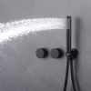 Luxury gun gray brass bathroom shower system concealed design dual handle cold and hot dual control dual function Shower Set 4