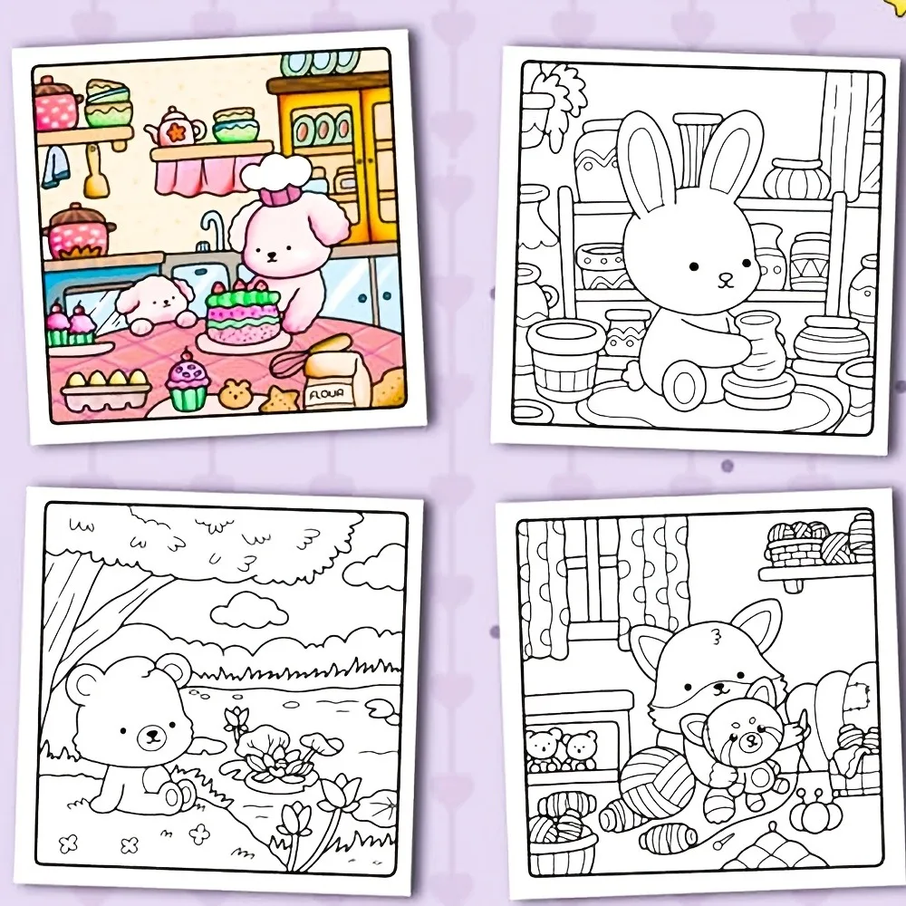 Into the Garden: Bold Simple Adult Coloring Book with Relaxing Plants Flowers Adorable Animals for Stress Relief Creativity 6