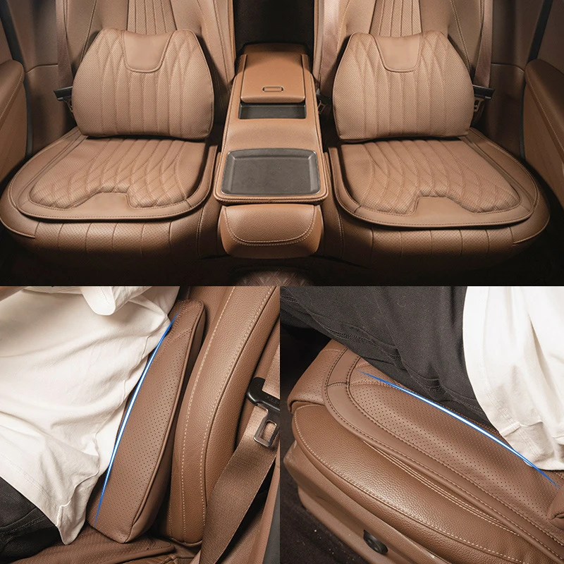 New Car Seat Cushion Nappa Leather Seat Pillow Back Lumbar Support Pad For  Porsche Panamera Macan Boxster Cayman Cayenne 911 981