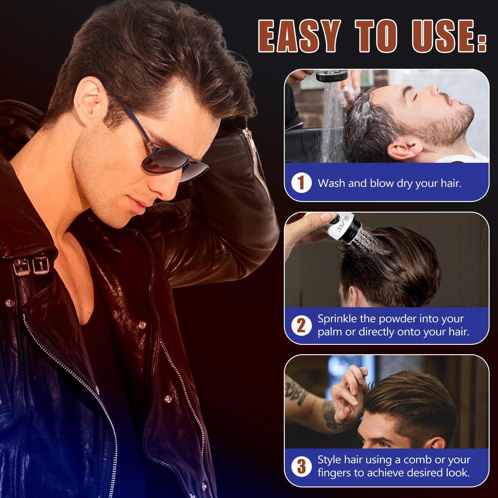 Hair styling powder natural refreshing oil lasting fluffy styling powder men's back