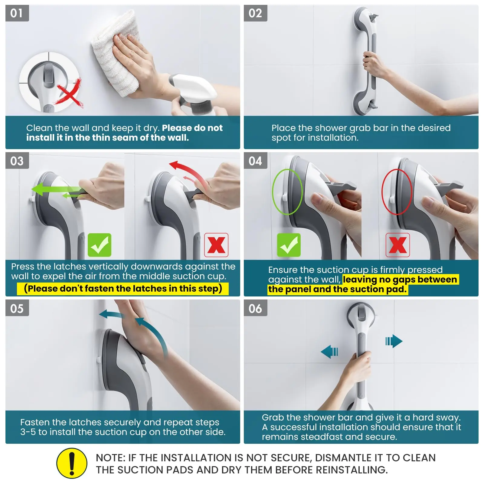 Suction Cup No Drill Shower Grab Bars Bathtub Chairs For Seniors