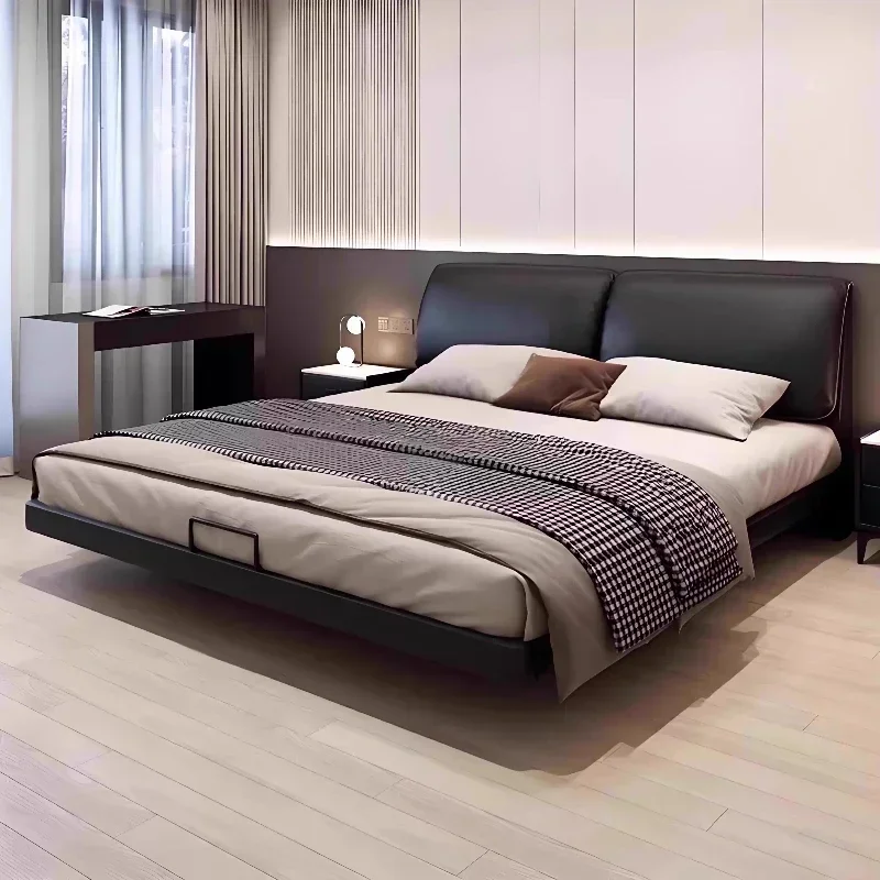 Letto matrimoniale moderno in vera pelle con levitazione - immagine 6