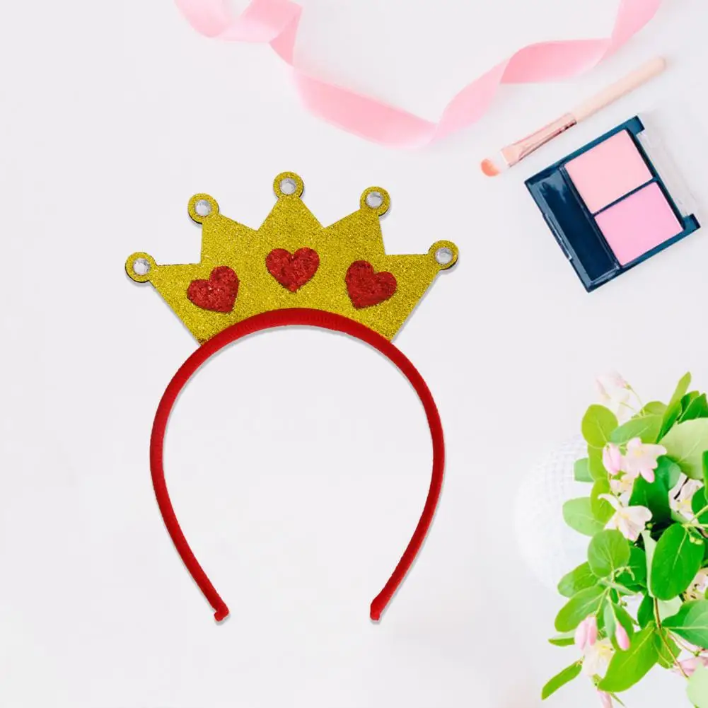 

Heart Headband Valentines Day Style Women's Hairband with Elastic Feather Decor Shiny Sequin Anti-slip Lady Photo Prop Wedding