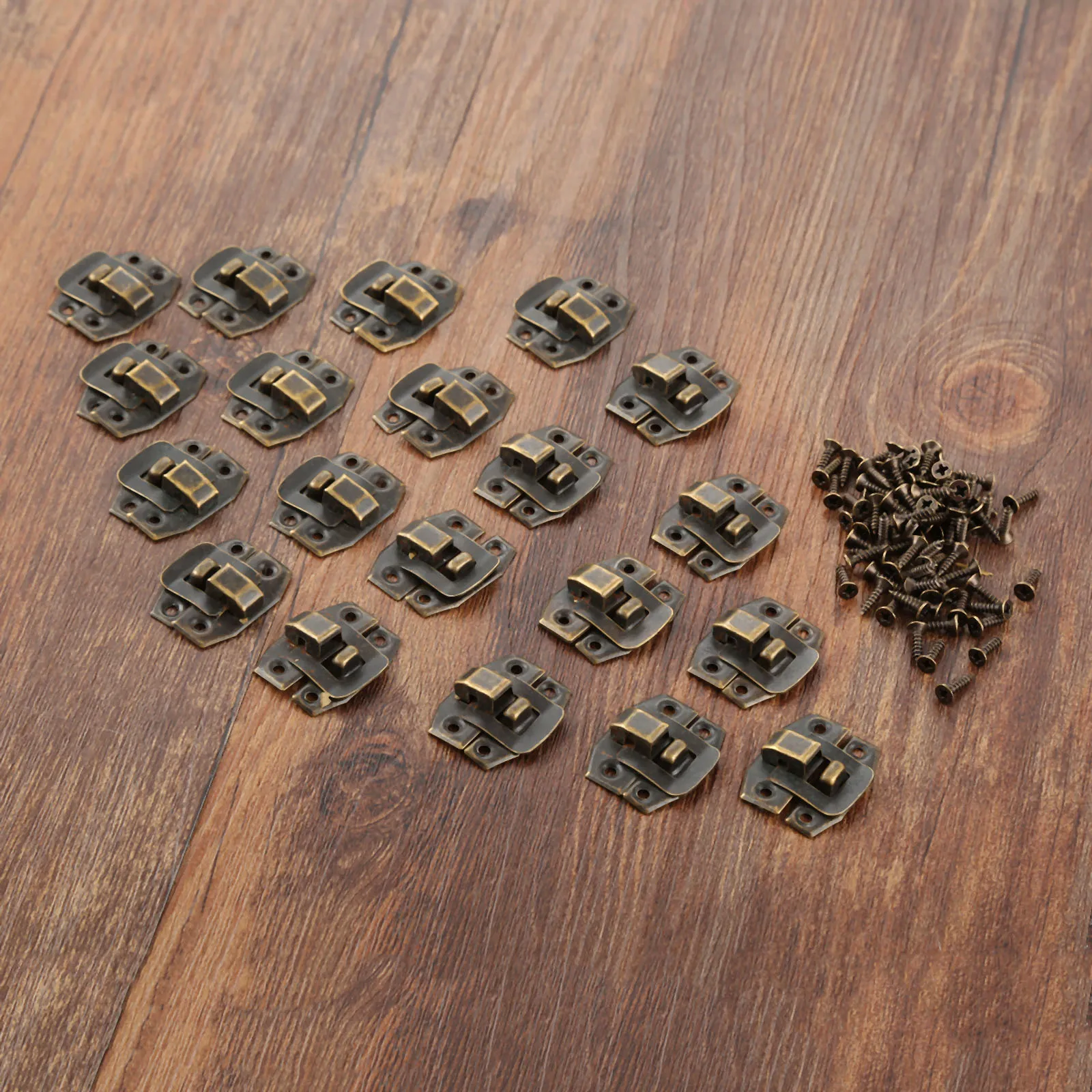 DRELD 20Pcs Antique Bronze Box Hasp Lock Catch Latches for Jewelry Box Suitcase Buckle Clip Clasp Furniture Hardware 24*19mm