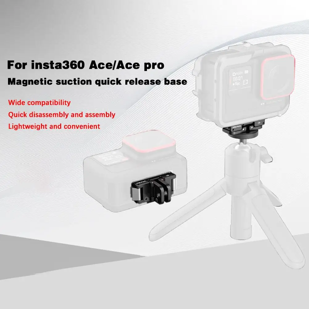 탈착식 마그네틱 베이스 볼 조인트 어댑터 마운트, Insta360 Ace/Ace Pro 퀵릴리즈 삼각대 커넥터 낙하 방지 설계