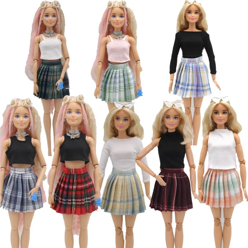 

Doll Clothes Fashion Tops Pleated Skirt Outfits for Barbie 1/6 BJD 29CM Doll Clothes Play House Girls Dressing Up Accessories