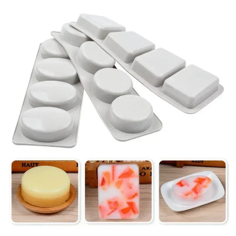 Concise Design Soaps Molds 3D Handmade Creative Moulds Oval Round Square Cake Chocolate Silicone Mold Home Kitchen Accessories
