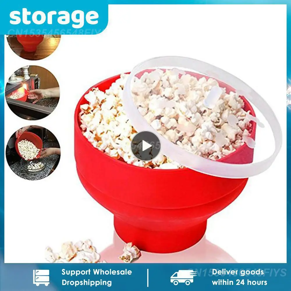 Ciotola Per Popcorn In Silicone Creativo Pieghevole Per La Casa Macchina Per Popcorn Per Microonde Con Coperchio Secchio Per Popcorn Da Forno