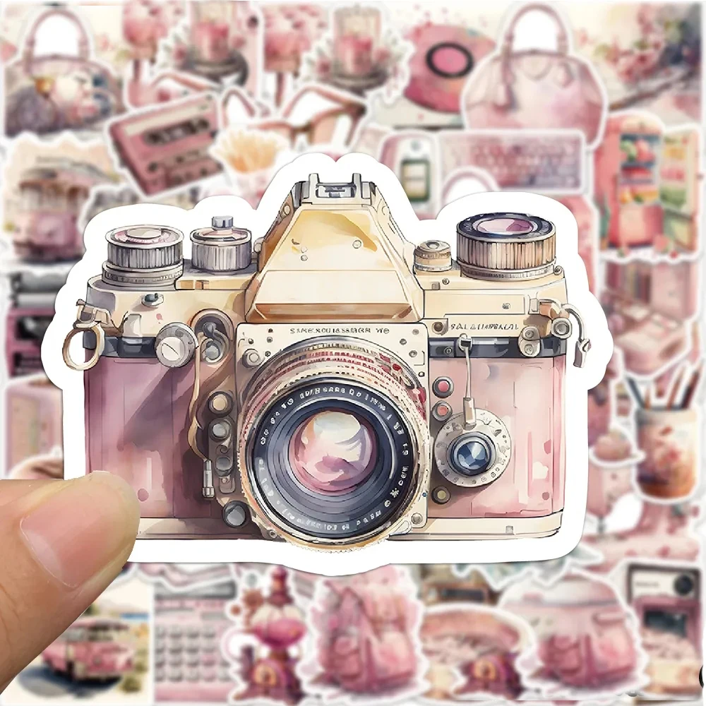 

10/30/63pcs Vintage Pink Aesthetic Cartoon Graffiti Stickers Decorative Stationery Laptop Waterproof Cute Retro Sticker for Kids