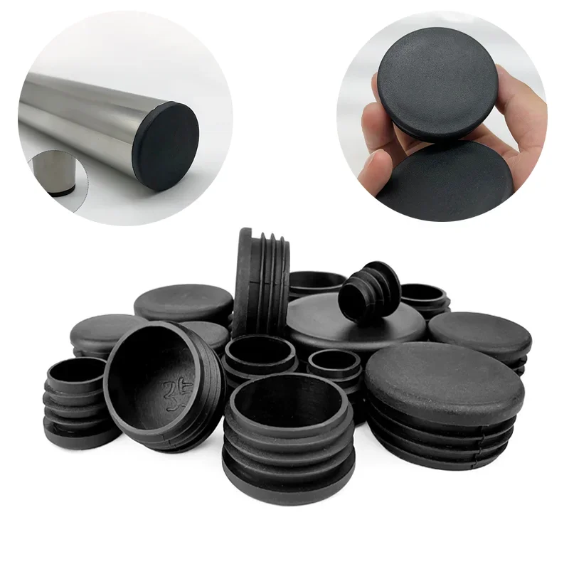 Round plastic plug pipe end caps 50/100pcs silicone rubber plugs pipe end cap rubber caps silicone rubber caps for Furniture Foot Table Chair Leg Blanking End Insert Plug for Metal Tube