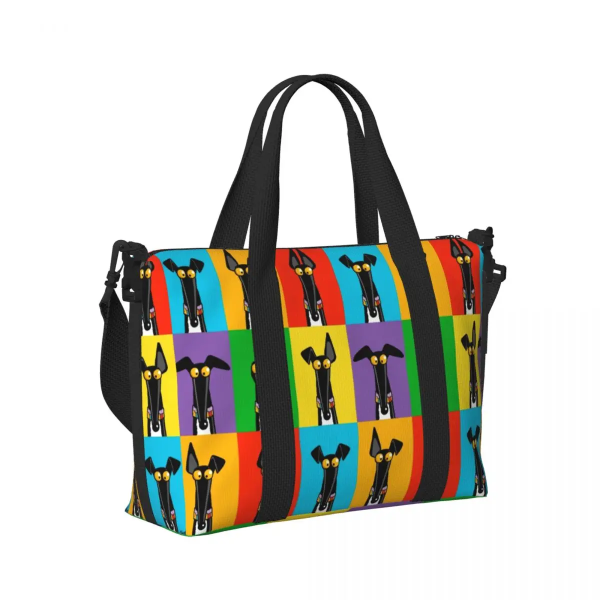 Greyhound Semaphore Tote Bag Women Large Capacity Whippet Sighthound Dog Beach Gym Shoulder Travel Bag