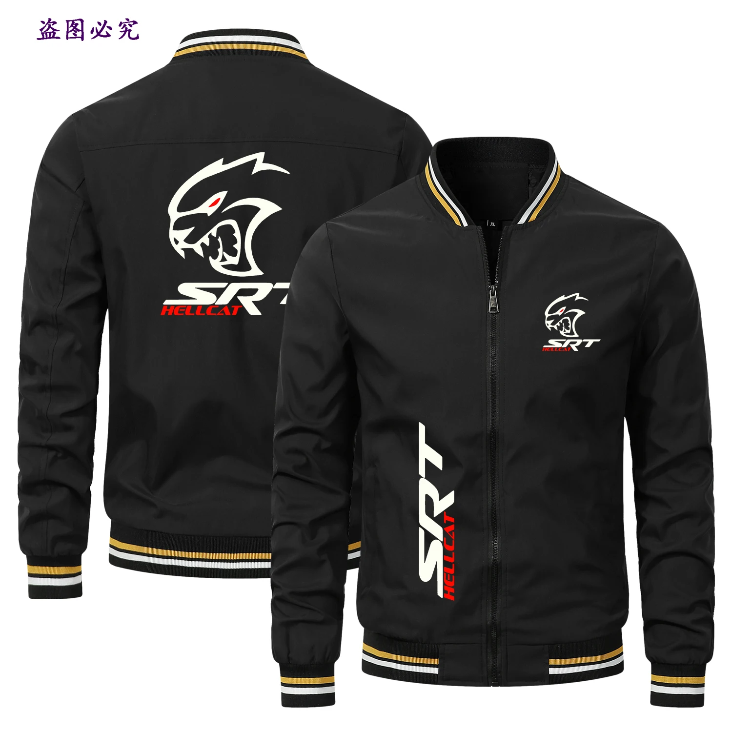 Men Zipper Jacket SRT Car Hellcat Printed Motorcycle Riding