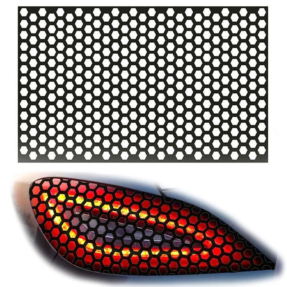 Car Tail Light Decals Car Sticker Tail Lamp Cover Car Rear Tail Light Lamp Stickers Universal Automotive Black Honeycomb Taillight Cover DIY Fog Light Smoke Film Decal Sticker