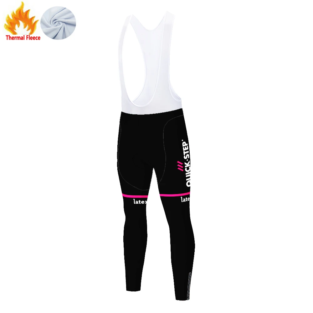 New QUICK STEP team cycling pants bike trousers winter Thermal fleece cycling tights men 9D Pad pantalones bicicleta