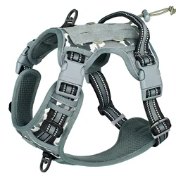 Enhanced Reflective Tactical Dog Vest - No Pull, Adjustable, Breathable MOLLE Design - M (Light Grey)