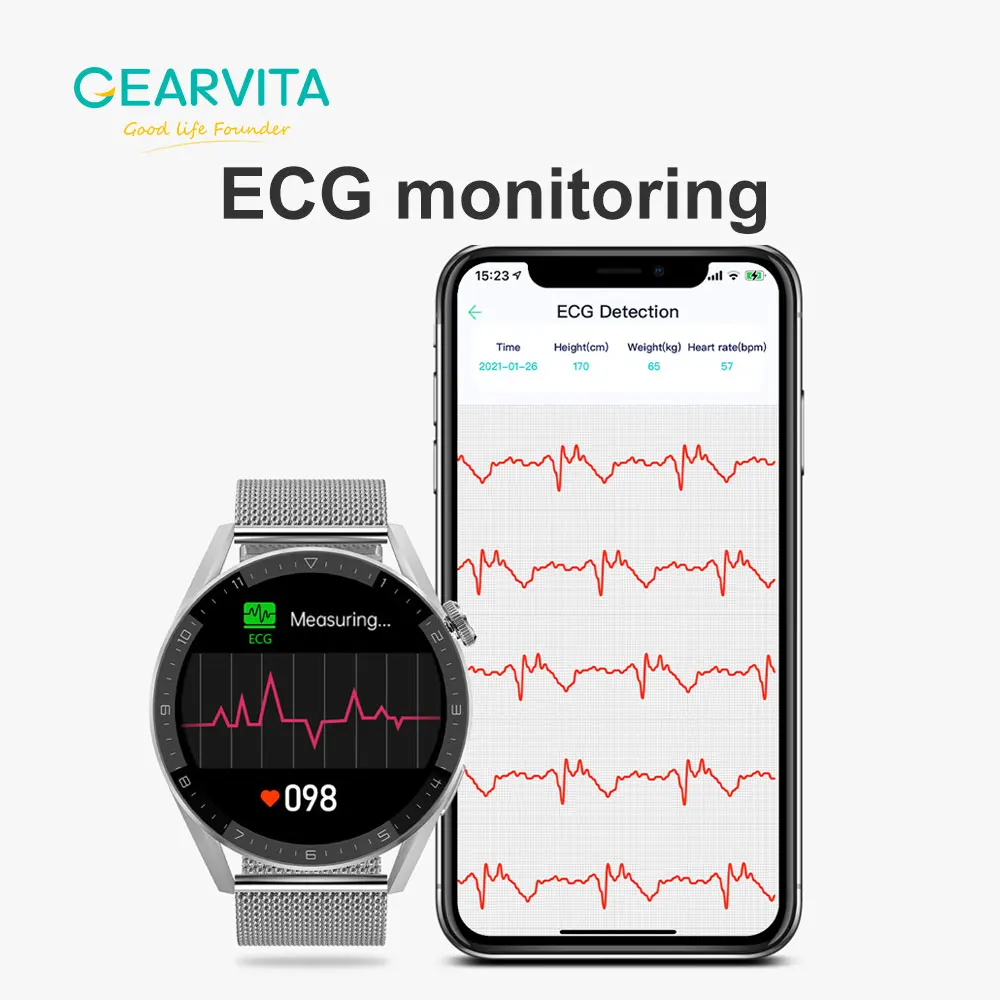 GPS Ʈ 90Hz   ħ NFC 454*454 AMOLED Ʈ ġ 3 ִ  ȭ ECG + PPG IP68 Wirelss   Smartwatch