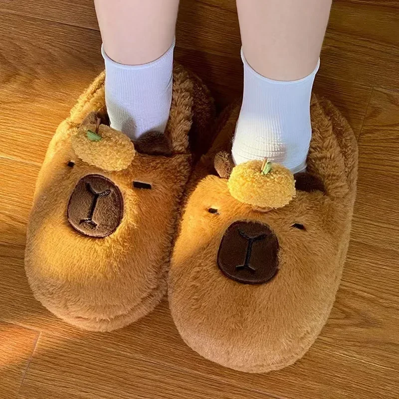 

Women Cartoon Cute Lovely Soft Capybara Plush Slippers Animal Plushy Shoes Cozy Capibara Sandals Winter Indoor Warm Slipper Gift