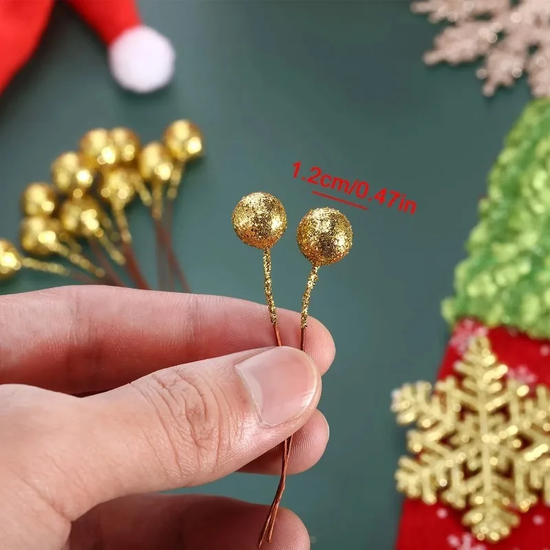 Artificial Berry Christmas Decoration Xmas Tree Ornaments Home Decor Navidad New Year DIY Garland Gift Accessory 1.2cm 50Pcs