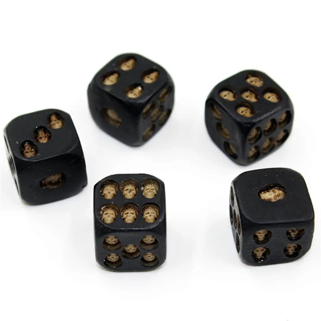 Novelty Black Resin Skull Dice Deluxe Poker Dice with Death 5pcs / Set