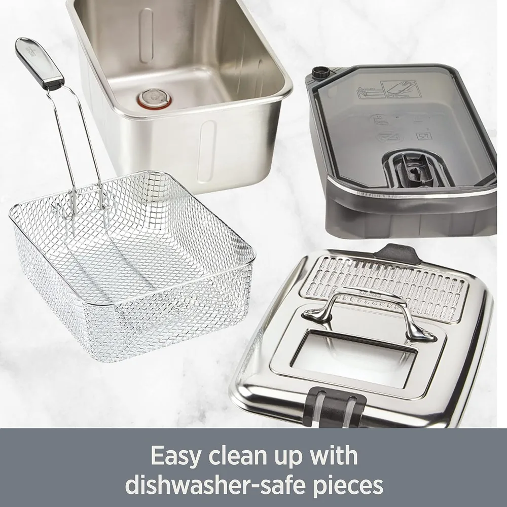 All-Clad 3.5L 1700W Electric Deep Fryer with Basket, Digital Controls-Stainless Steel