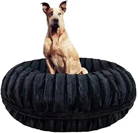 

and Barnie Bagel Dog Bed - Extra Plush Faux Fur Dog Bean Bed - Circle Dog Bed - Waterproof Lining and Removable Washable Cover -